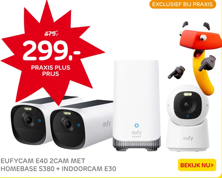 Aanbieding: Eufycam e40 2cam met homebase s380 + indoorca