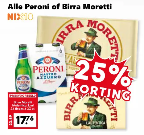 Aanbieding: Alle Peroni of Birra Moretti