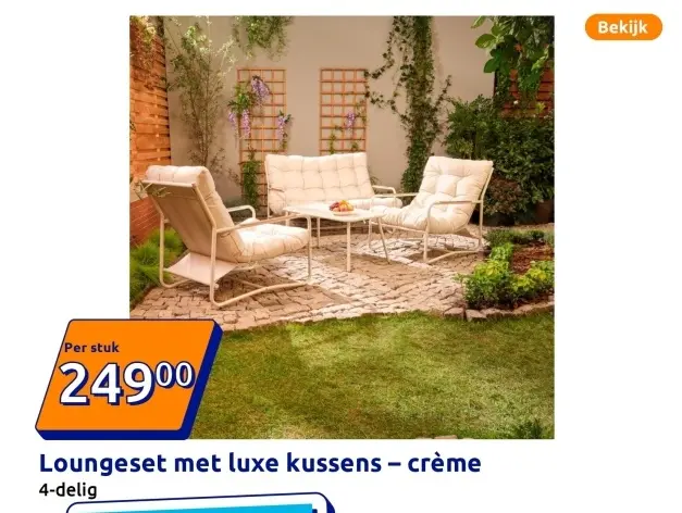 Aanbieding: Loungeset met luxe kussens – crème