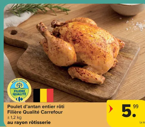 Offre: Poulet d'antan entier rôti