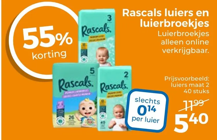 Aanbieding: Rascals luiers en luierbroekjes