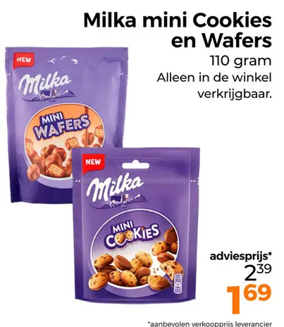 Aanbieding: Milka mini Cookies en Wafers