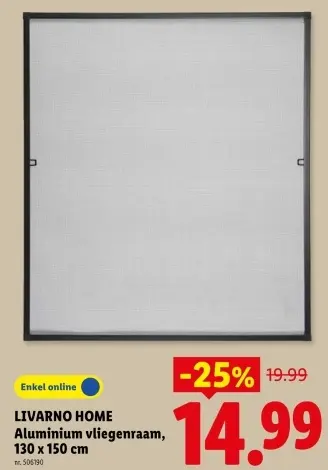 Promotie: Aluminium vliegenraam 130 x 150 cm