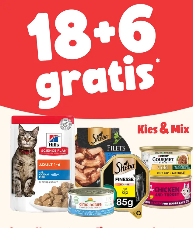 Aanbieding: Cat Food Assortment 18+6 gratis