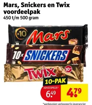 Aanbieding: Mars, Snickers en Twix voordeelpak