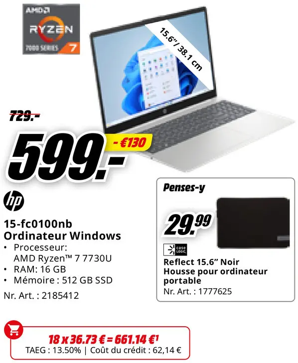 Offre: Ordinateur Windows 15-fc0100nb