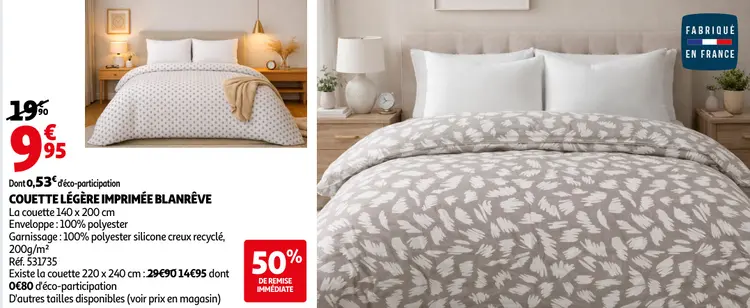 Promotie: Couette légère imprimée Blanreve