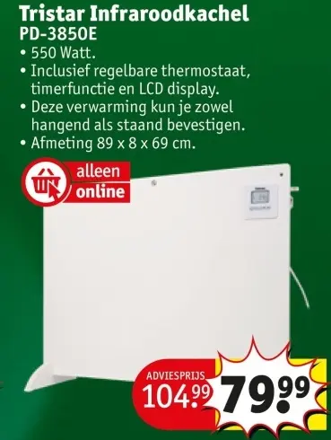 Promotie: Tristar Infraroodkachel PD-3850E