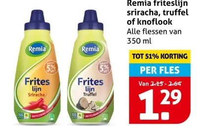 Aanbieding: friteslijn sriracha, truffel of knoflook