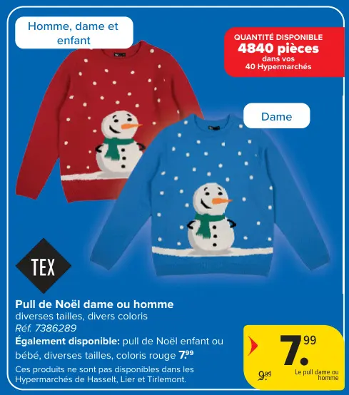 Offre: Pull de Noël dame ou homme