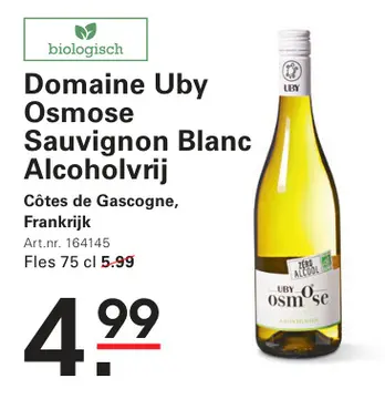Aanbieding: Domaine Uby Osmose Sauvignon Blanc Alcoholvri