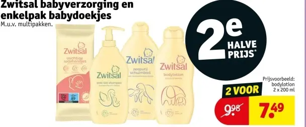 Aanbieding: Zwitsal babyverzorging en enkelpak babydoekje