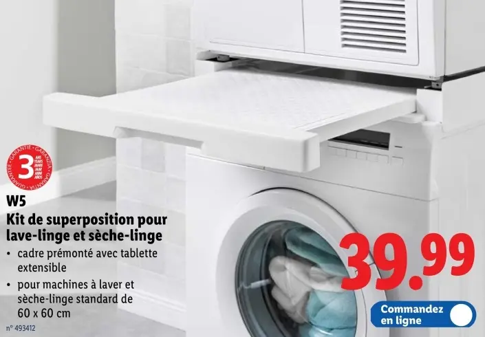 Offre: Kit de superposition pour lave-linge et sèche-linge