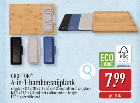 Promotie: 4-in-1-bamboesnijplank