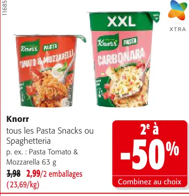 Offre: Pasta Snacks ou Spaghetteria