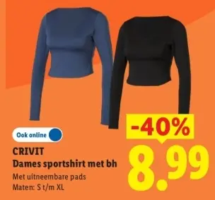 Aanbieding: Dames sportshirt met bh