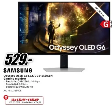 Promotie: Odyssey OLED G6 LS27DG612SUXEN Gaming monitor