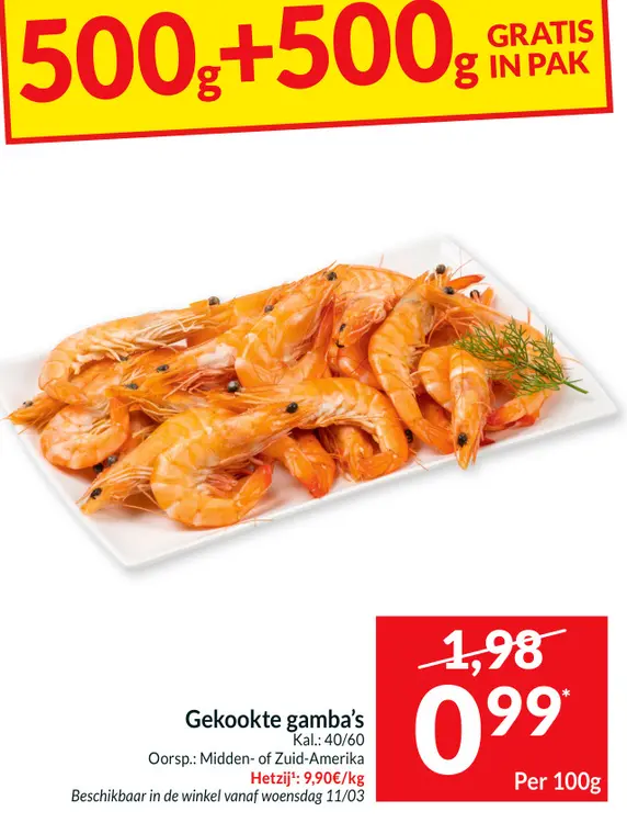 Promotie: Gekookte gamba's