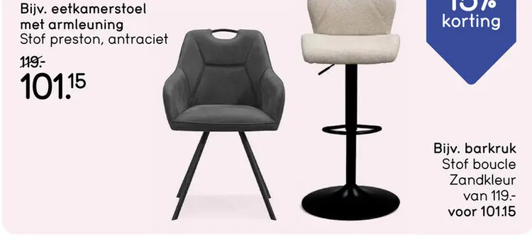 Aanbieding: Eetkamerstoel Jesse met armleuning - antraciet