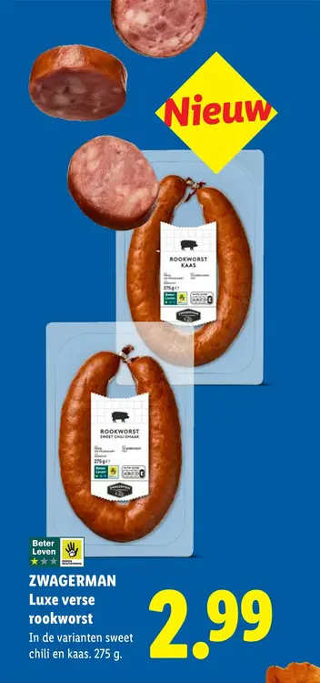 Aanbieding: Zwagerman Luxe verse rookworst