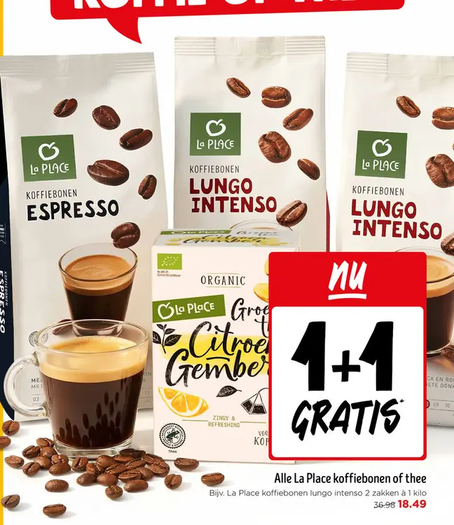 Aanbieding: La Place koffiebonen of thee