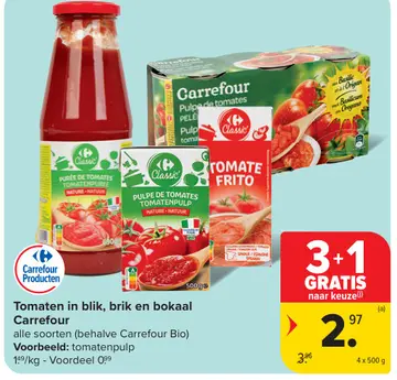 Aanbieding: Tomaten in blik, brik en bokaal