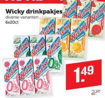 Aanbieding: Wicky drinkpakjes