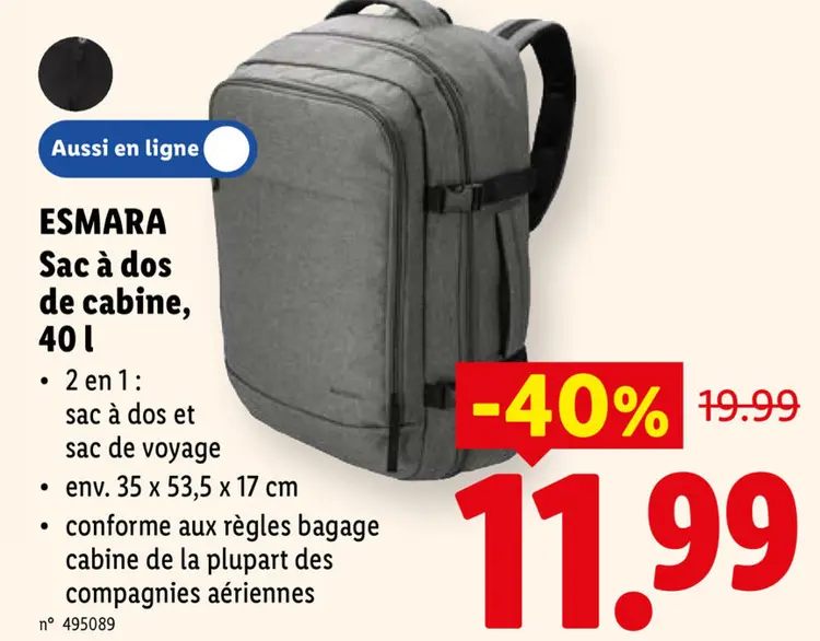 Offre: Sac à dos de cabine