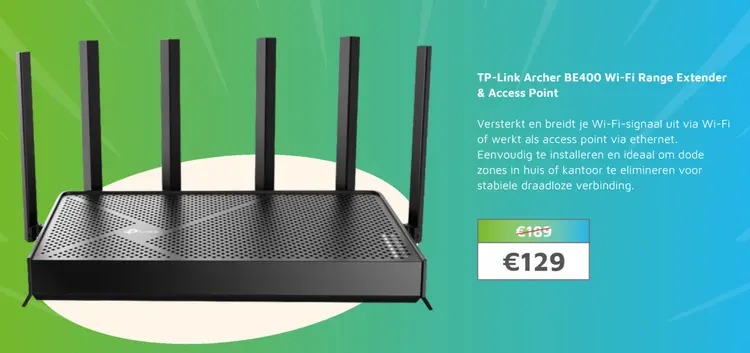 Aanbieding: TP-Link Archer BE400 Wi-Fi Range Extender & Access