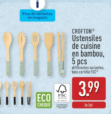 Offre: Ustensiles de cuisine en bambou