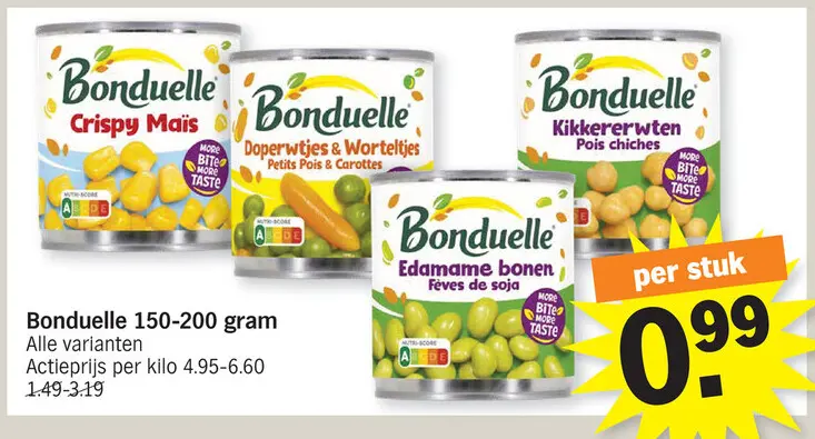 Promotie: Bonduelle Crispy Maïs, Doperwtjes & Worteltjes