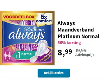 Aanbieding: Always Maandverband Platinum Normal