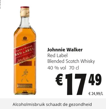 Aanbieding: Red Label Blended Scotch Whisky