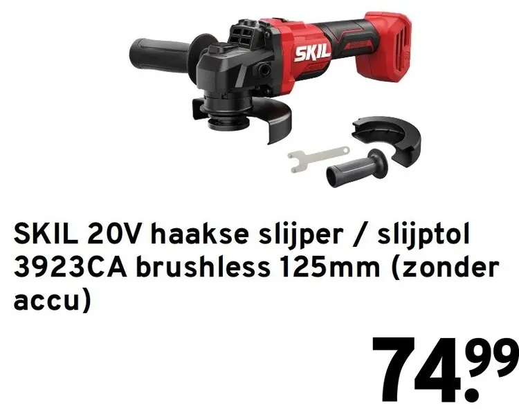 Aanbieding: 20V haakse slijper / slijptol 3923CA brushless 125mm (zonder accu)