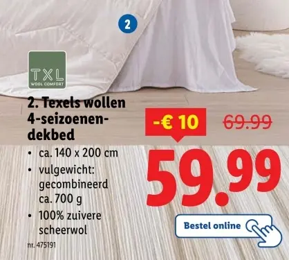 Aanbieding: Texels wollen 4-seizoenen dekbed
