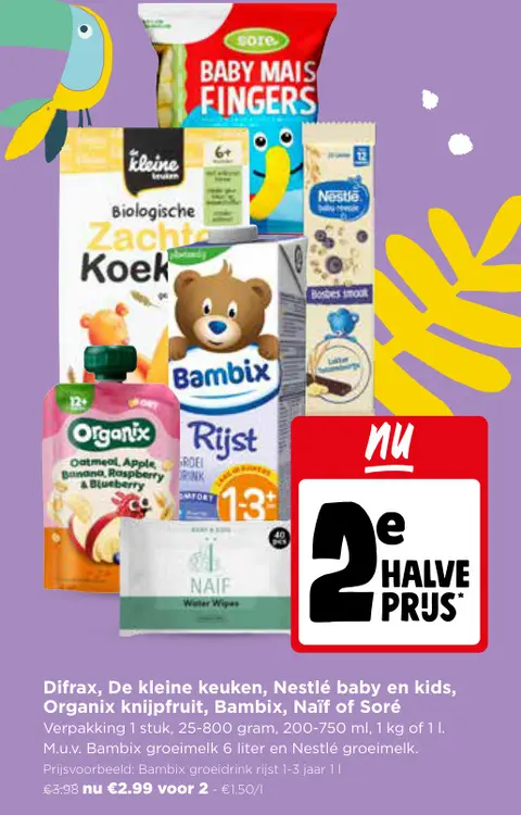Promotie: De kleine keuken, Nestlé baby en kids, Organix knijpfruit, Bambix, Naïf of Soré