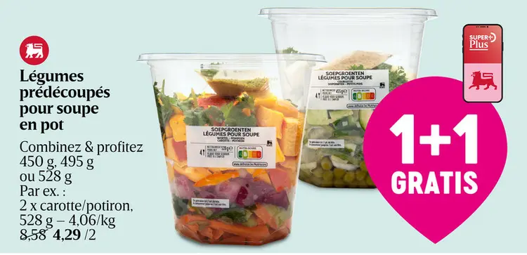 Offre: Légumes prédécoupés pour soupe en pot