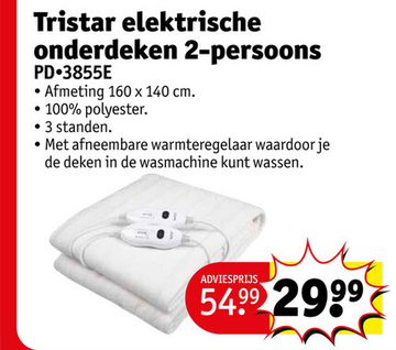 Aanbieding: Tristar elektrische onderdeken 2-persoons PD-