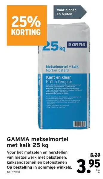 Promotie: metselmortel met kalk