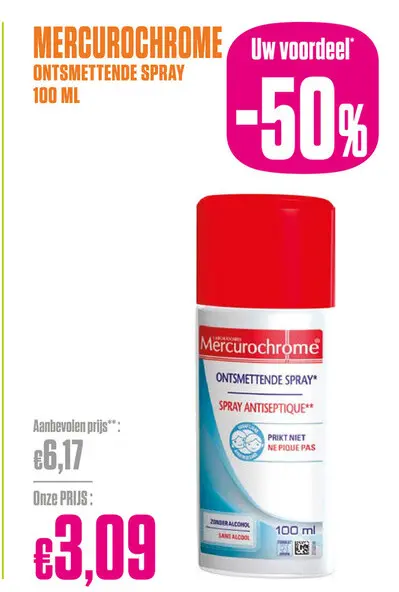 Promotie: Mercurochrome ontsmettende spray