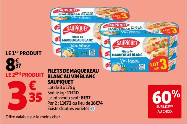 Offre: Filets de Maquereau Blanc au Vin Blanc