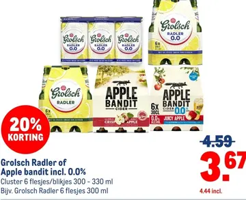 Aanbieding: Grolsch Radler of Apple bandit incl.