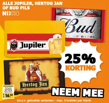 Aanbieding: Jupiler, Hertog Jan of Bud Pils