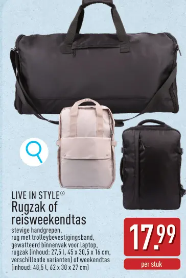 Promotie: Rugzak of reisweekendtas
