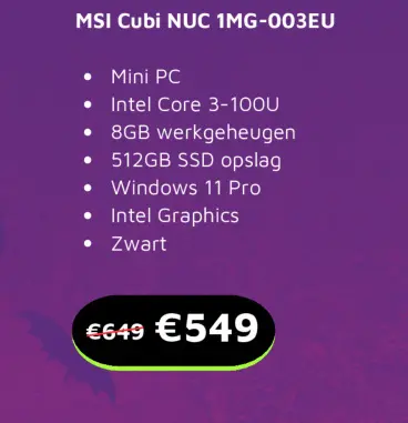 Aanbieding: MSI Cubi NUC 1MG-003EU