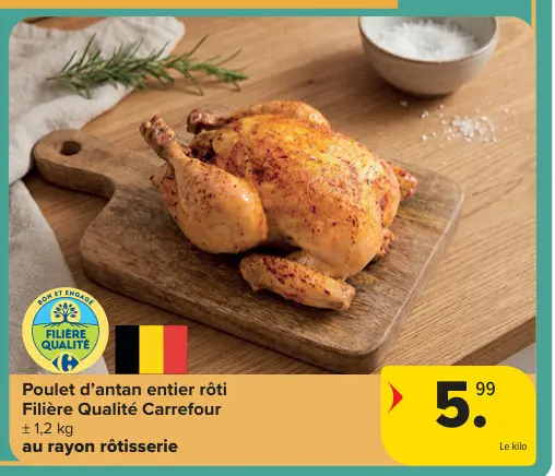 Offre: Poulet d'antan entier rôti