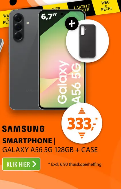 Aanbieding: Samsung Galaxy A56 5G 128GB + Silicone Case Grafiet
