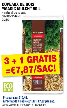 Offre: Agrofino Color Décor copeaux de bois 10-40 mm 50l naturel