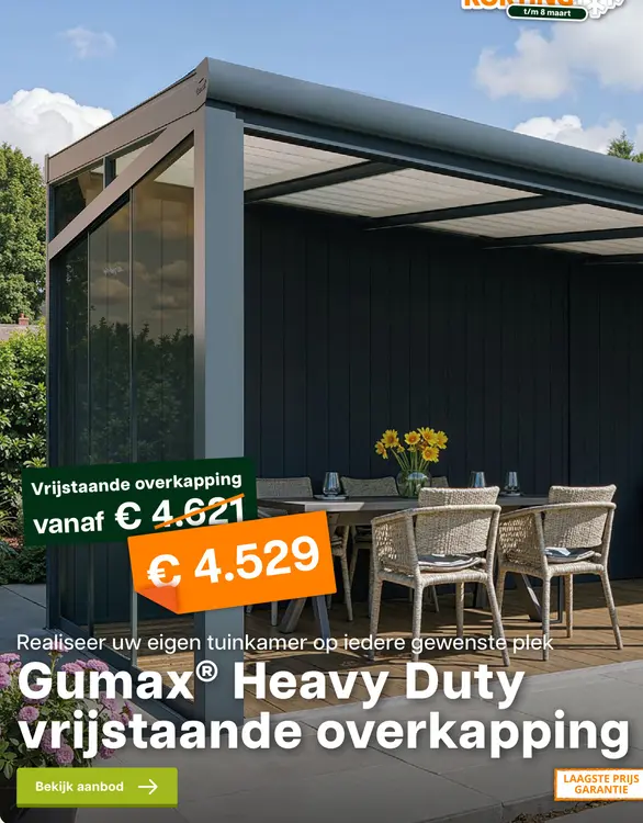 Promotie: Heavy Duty vrijstaande overkapping
