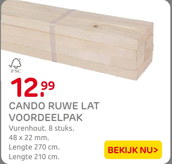 Aanbieding: Cando ruwe lat voordeelpak